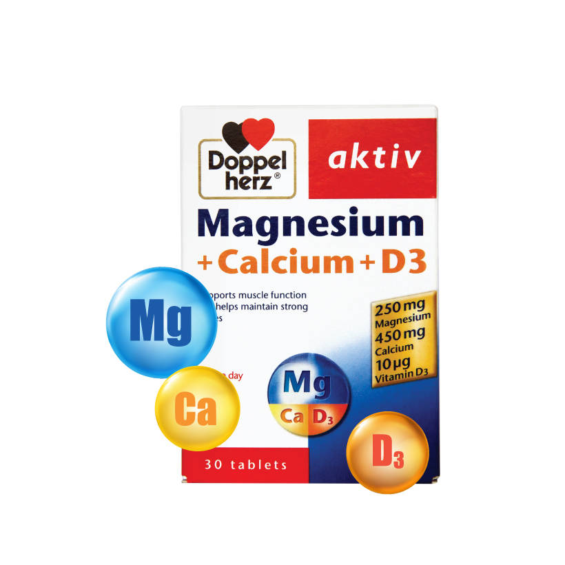 Doppelherz Magnesium + Calcium + D3 bổ sung canxi, magie và kẽm
