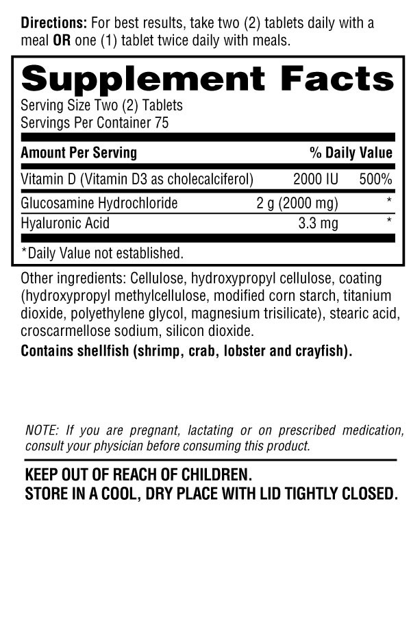 Thành phần có trong Schiff Glucosamine 2000 mg Plus Vitamin D3