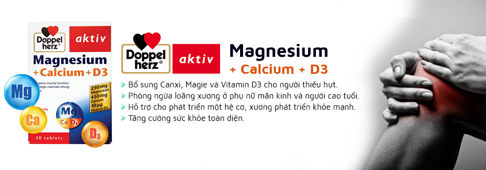 Doppelherz Magnesium + Calcium + D3 hỗ trợ tăng cường xương, răng chắc khỏe