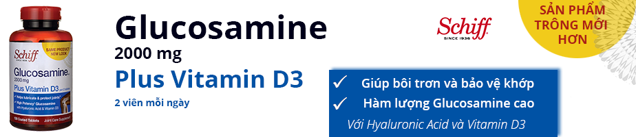 Schiff Glucosamine 2000 mg Plus Vitamin D3 giúp bôi trơn và bảo vệ khớp