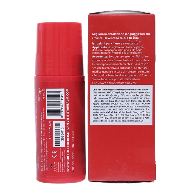 Chai lăn làm nóng Starbalm Roll-On Warm, Chai 75ml