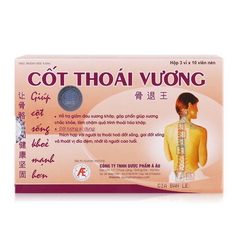 Cốt Thoái Vương hỗ trợ thoái hóa, gai đốt sống và thoát vị đĩa đệm, Hộp 30 viên