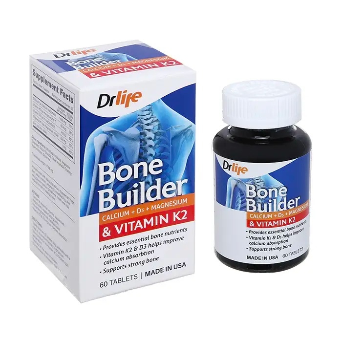 Drlife Bone Builder bổ sung Canxi và khoáng chất ngừa loãng xương, Chai 60 viên