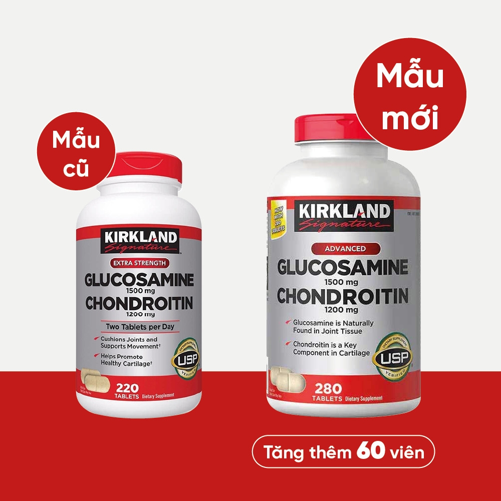 Thuốc bổ khớp Kirkland Glucosamine 1500mg & Chondroitin 1200mg