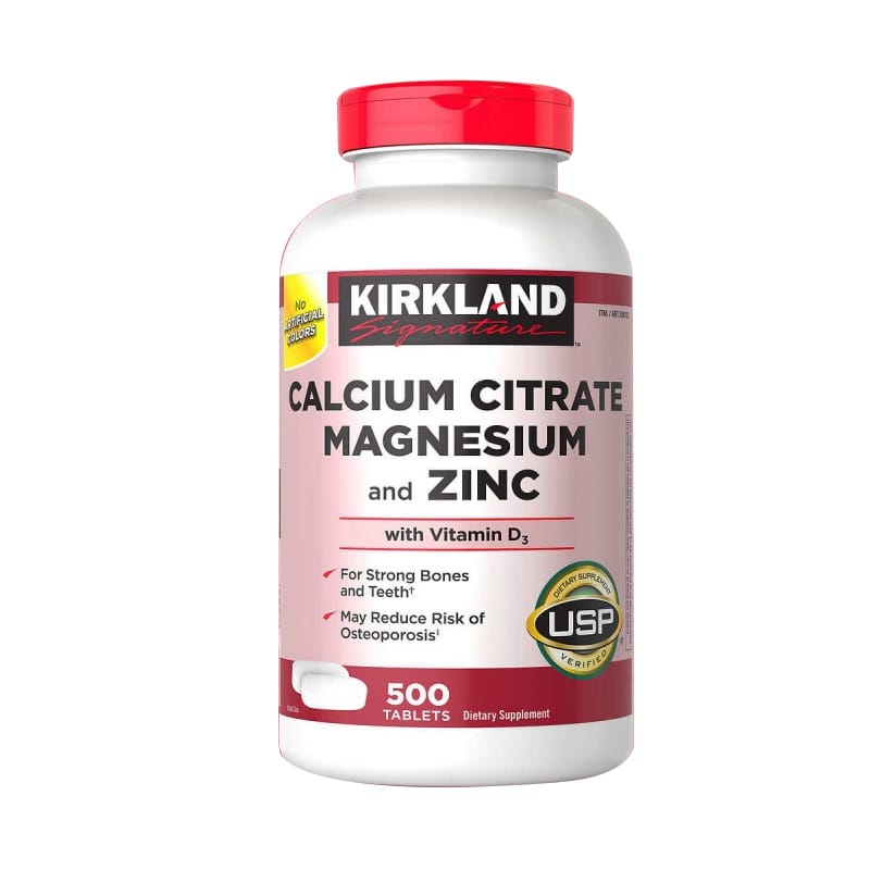 Kirkland Calcium Citrate With Magnesium and Zinc, Chai 500 viên