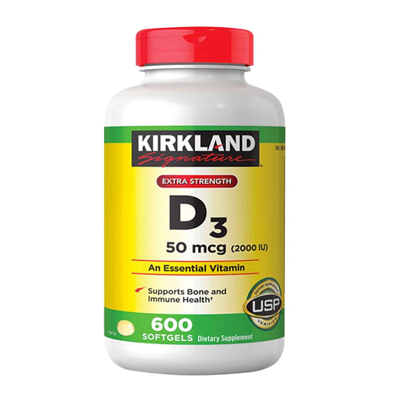 Kirkland Vitamin D3 50mcg (2000IU), Chai 600 viên
