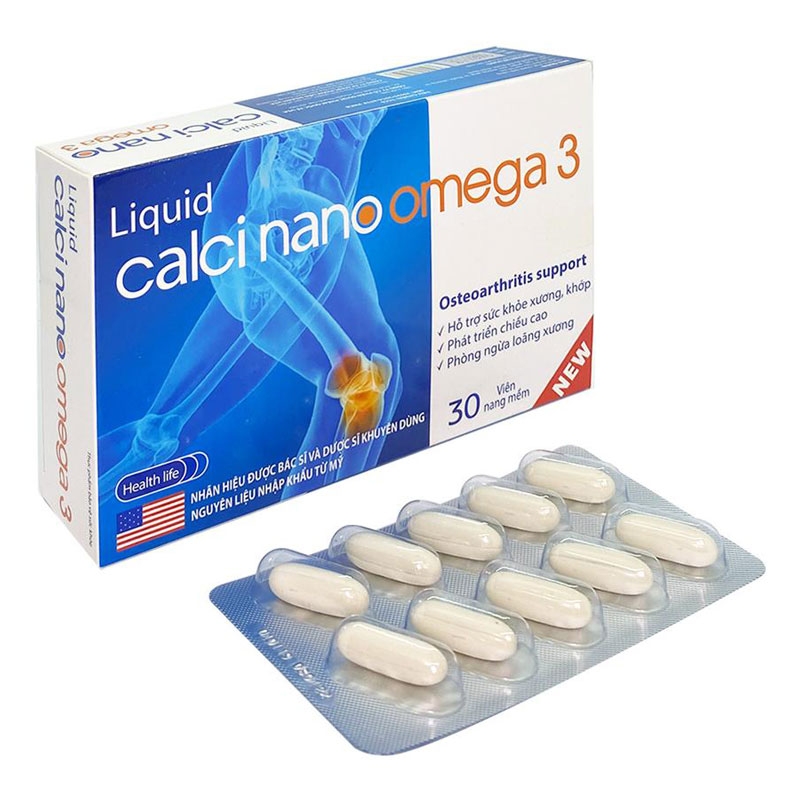Liquid Calci Nano Omega 3, Hộp 30 viên