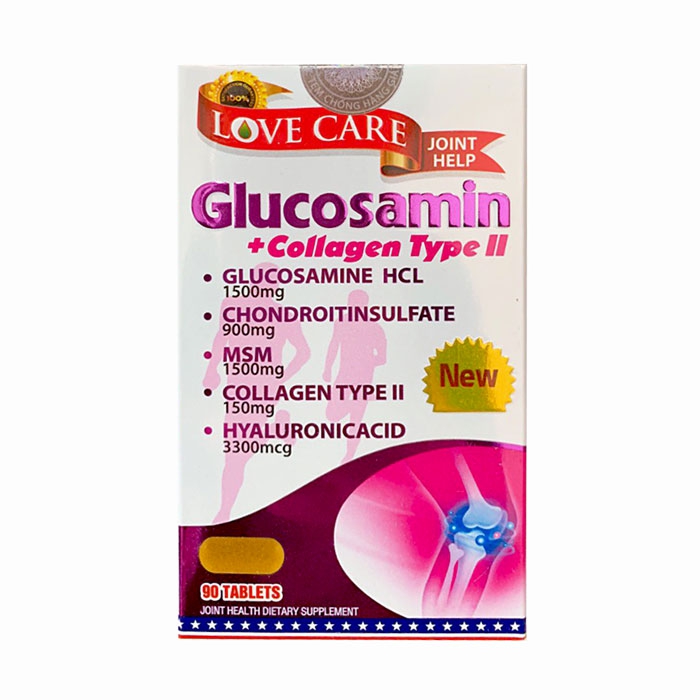 Love Care Glucosamine Collagen Type 2, Chai 90 viên